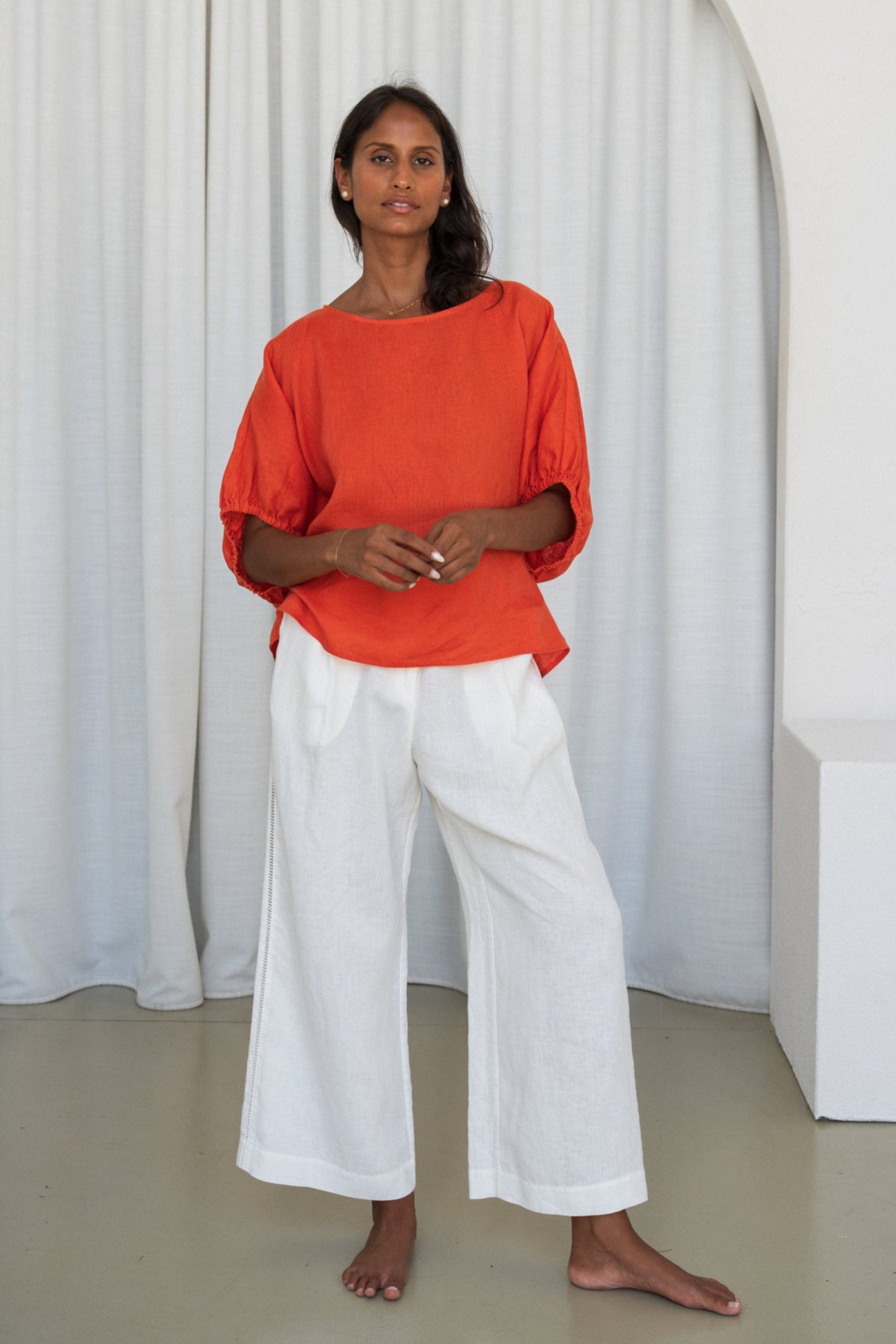 TINA SPRITZ LINEN TOP