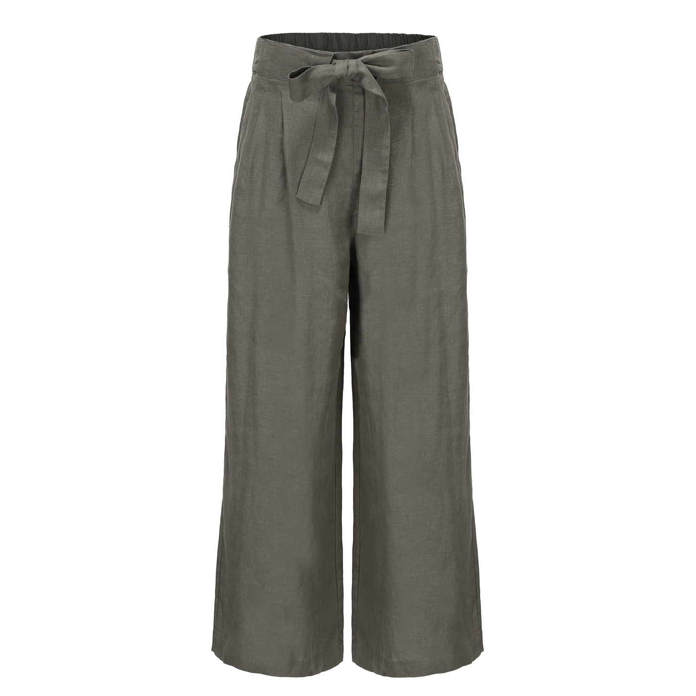 LILLY PILLY Collection 100% organic linen Ava Pants in Khaki as a 3D model front view
