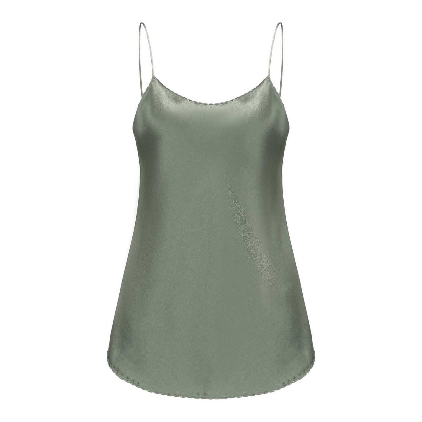 Lilly Pilly Collection bluesign® certified silk Eva Cami in Khaki as 3D image showing front view