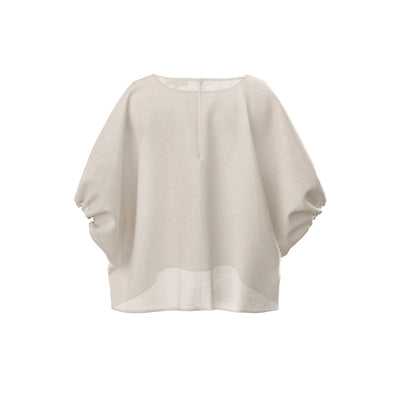 Lilly Pilly Collection Tina top made from 100% Organic linen in Oatmeal, as 3D model showing back view