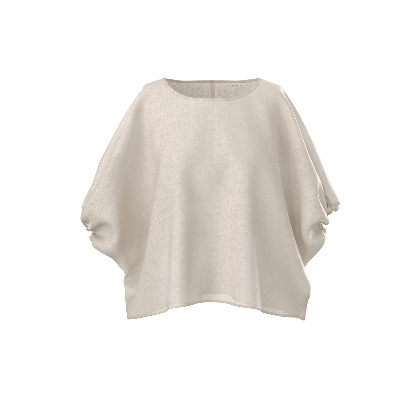 Lilly Pilly Collection Tina top made from 100% Organic linen in Oatmeal, as 3D model showing front view