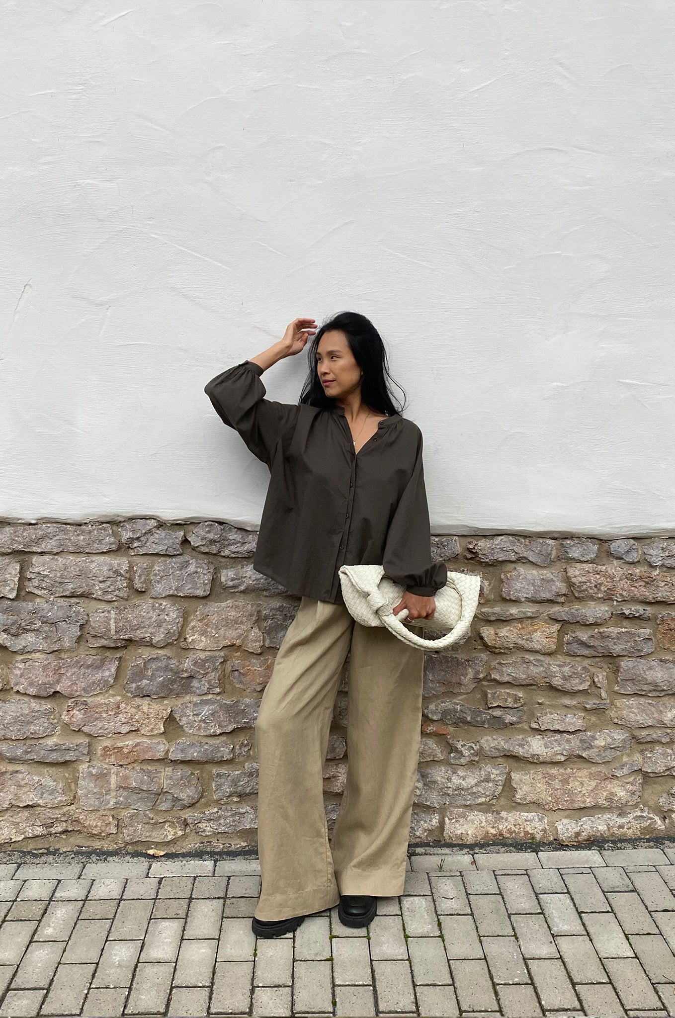 EMBER KHAKI COTTON VOILE SHIRT