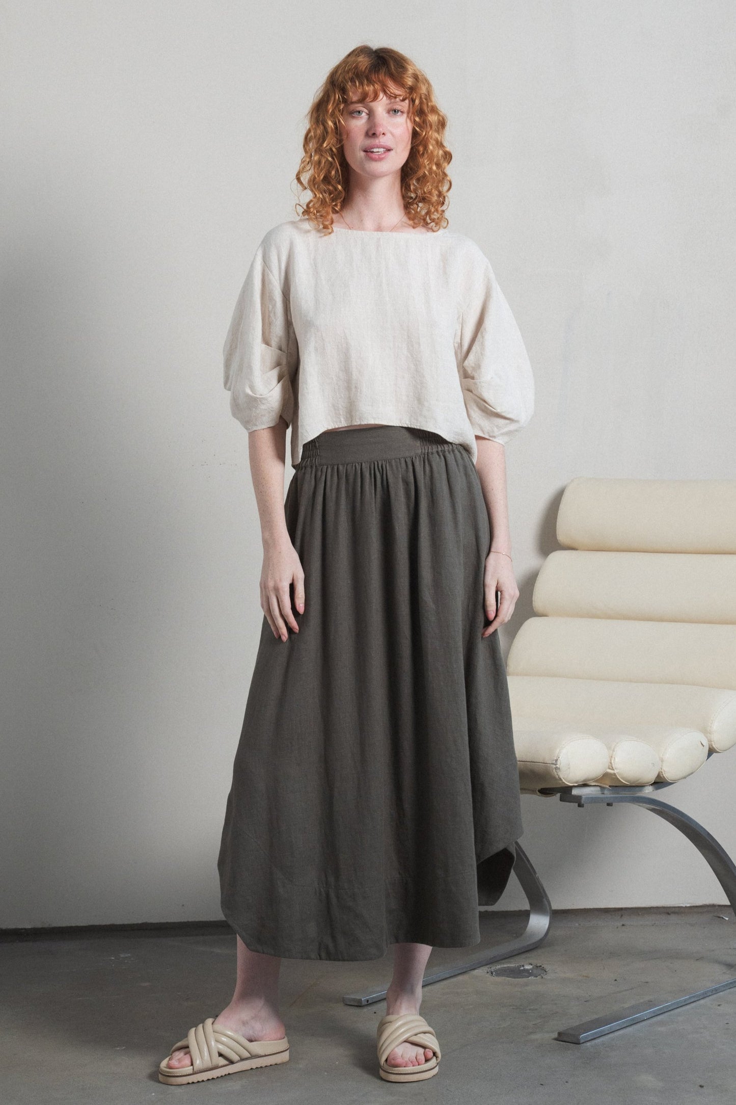 LILLY PILLY Leia linen top in Oatmeal