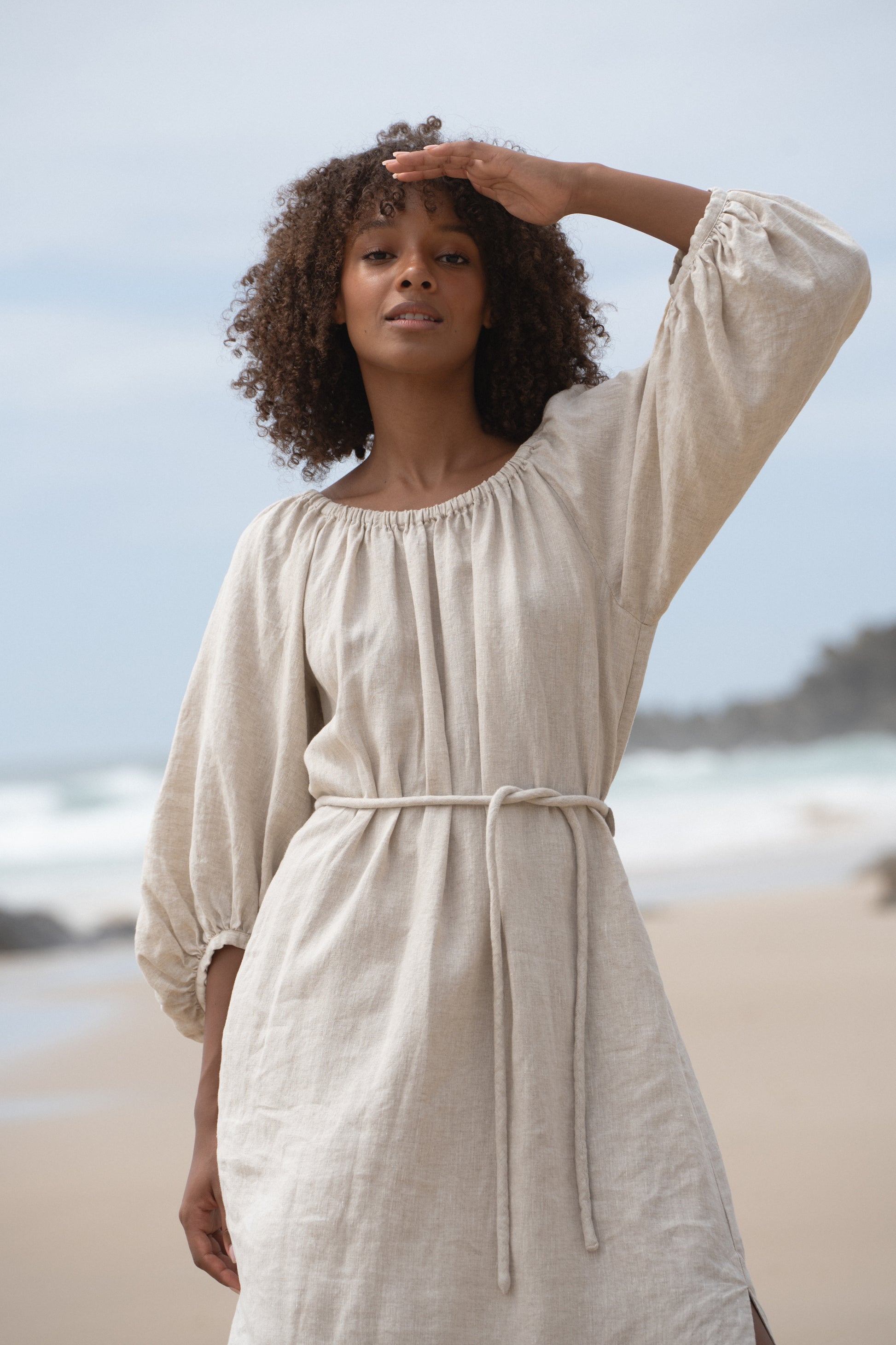 LILLY PILLY Lucia linen dress in Oatmeal