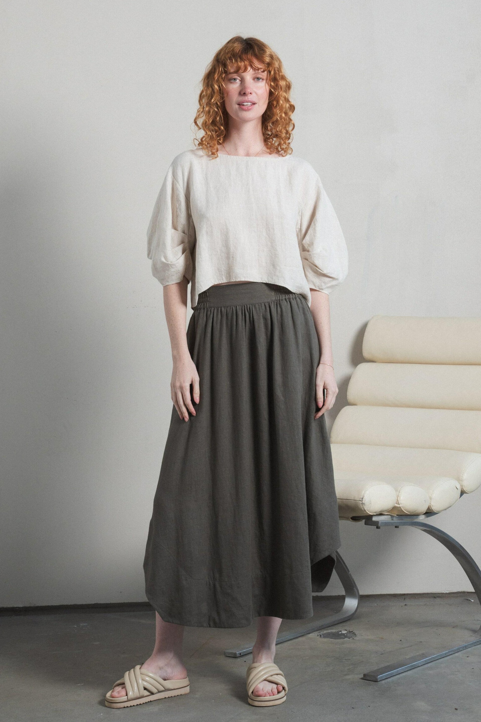 LILLY PILLY Hannah linen skirt in Khaki