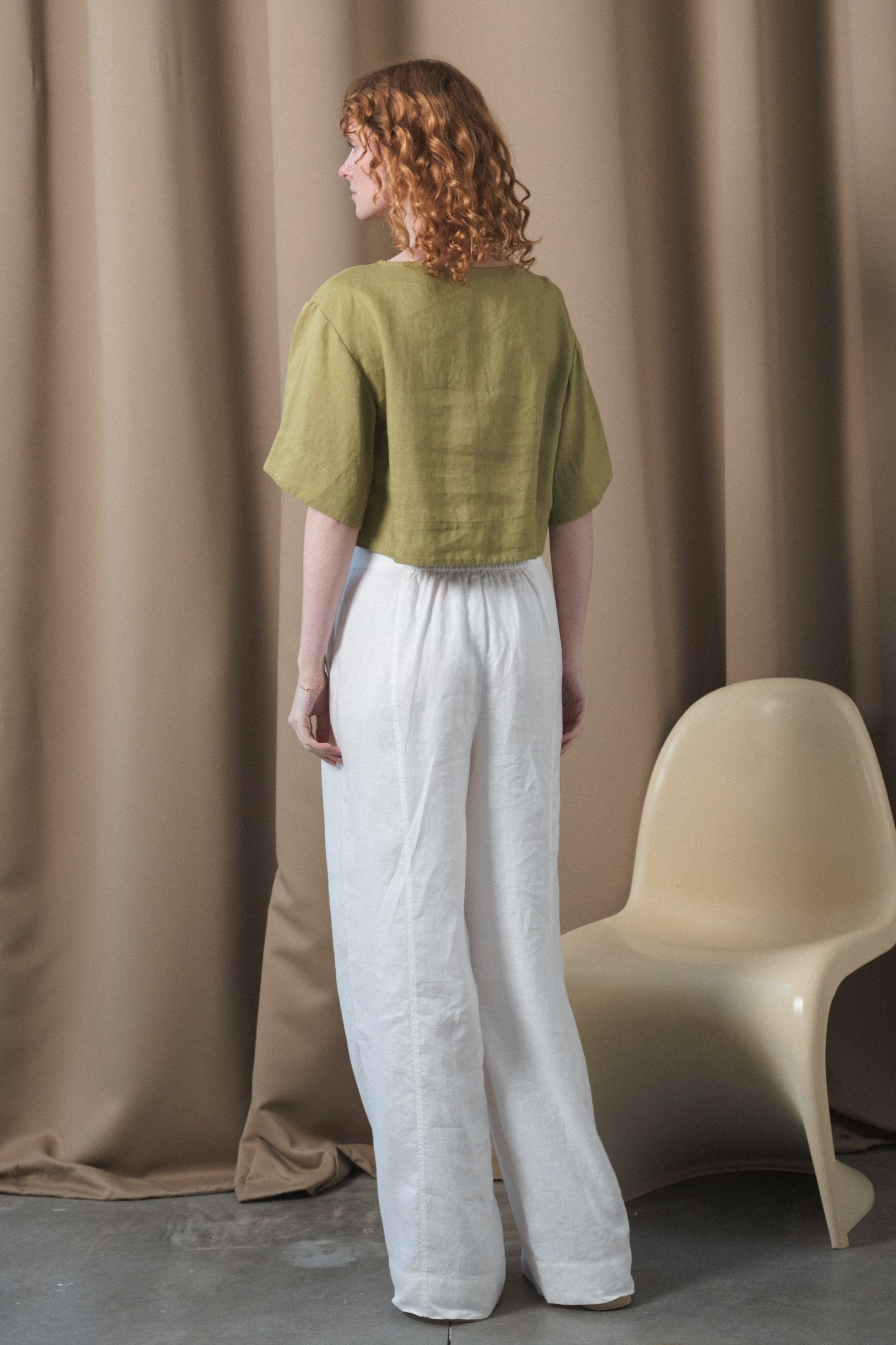 LILLY PILLY Maya linen top in Olive