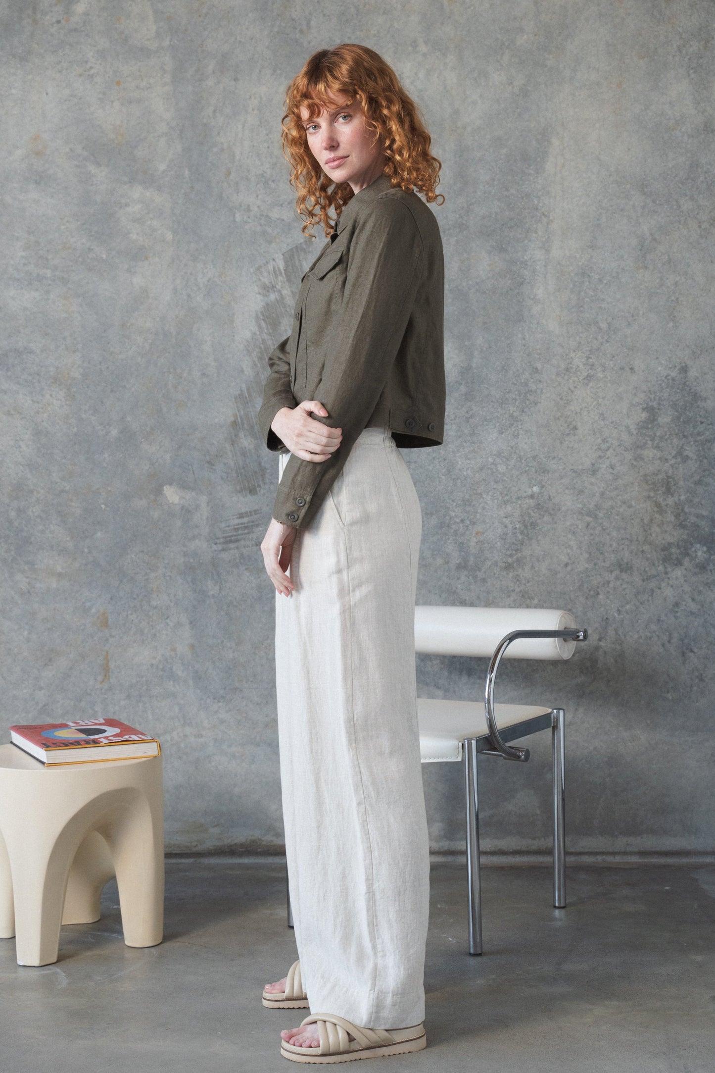 LILLY PILLY Milly linen jacket in Khaki