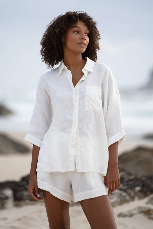 LILLY PILLY Pixie linen shirt in Ivory