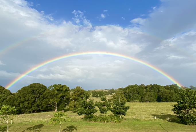 Lilly Pilly double rainbow over Byron hinterland