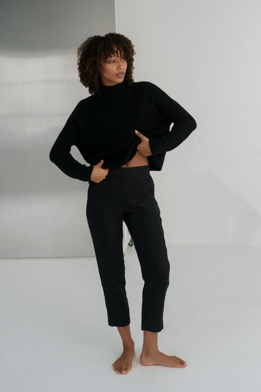 EMER BLACK LINEN PANTS
