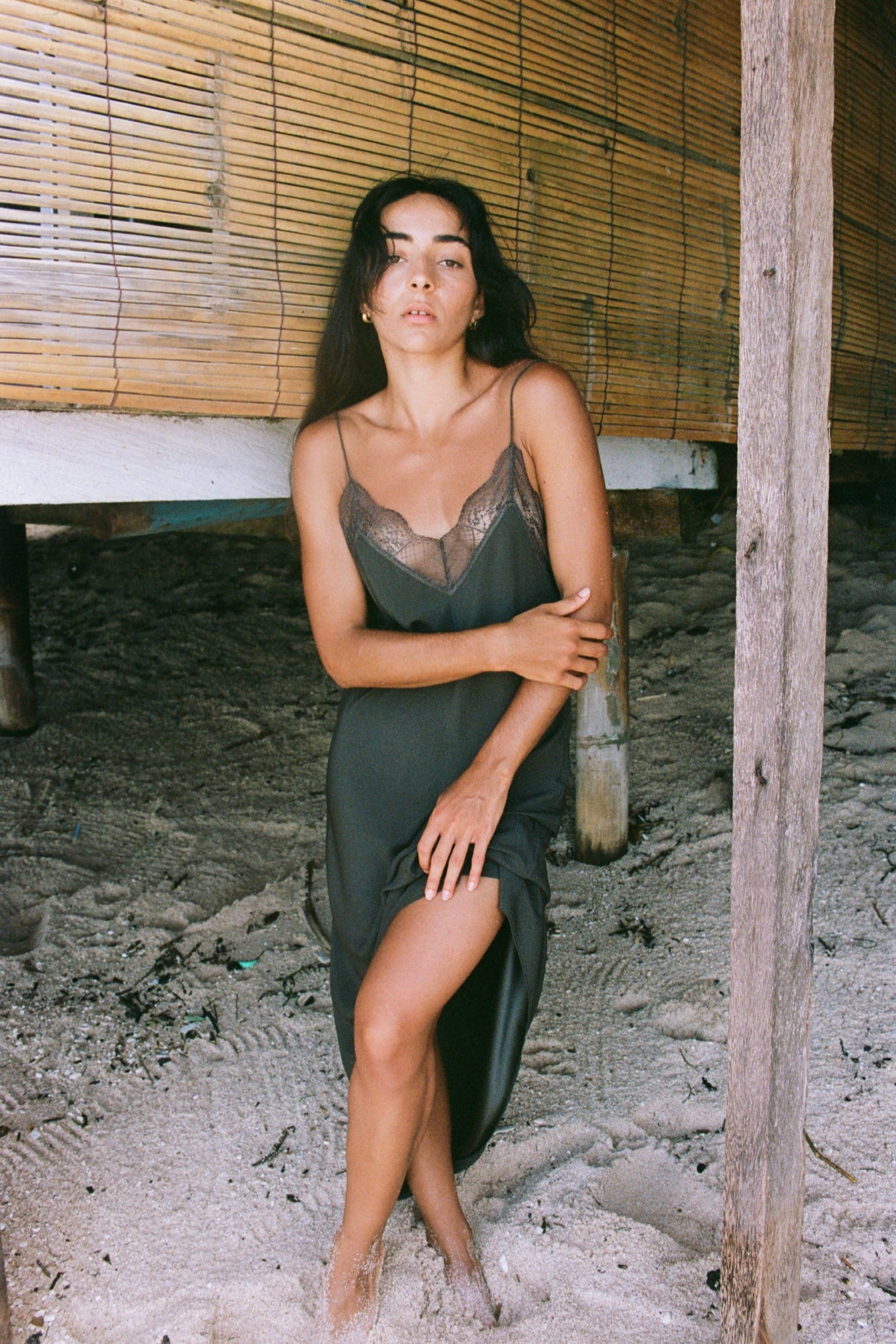 FREYA KHAKI SILK SLIP