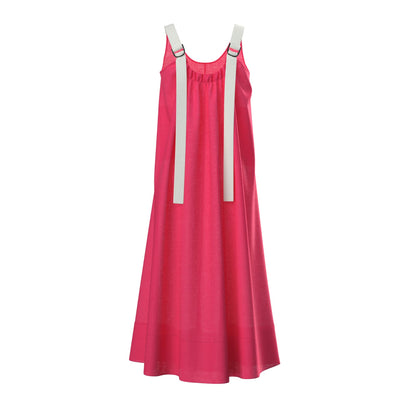Lilly Pilly Collection 100% organic linen Azul dress in Watermelon as 3D image showing back view