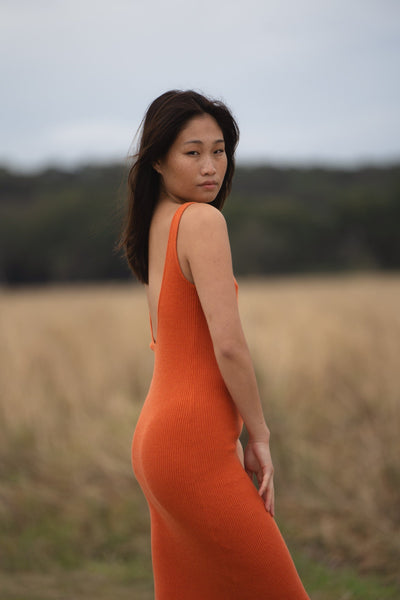 Lilly Pilly Collection Bella Knit dress made from Cotton Cashmere in Ginger Marle