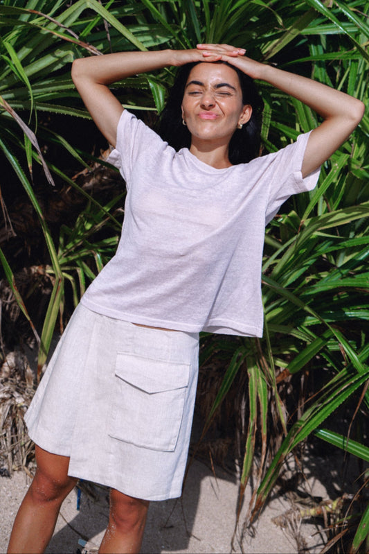 BETTY OATMEAL LINEN SKIRT