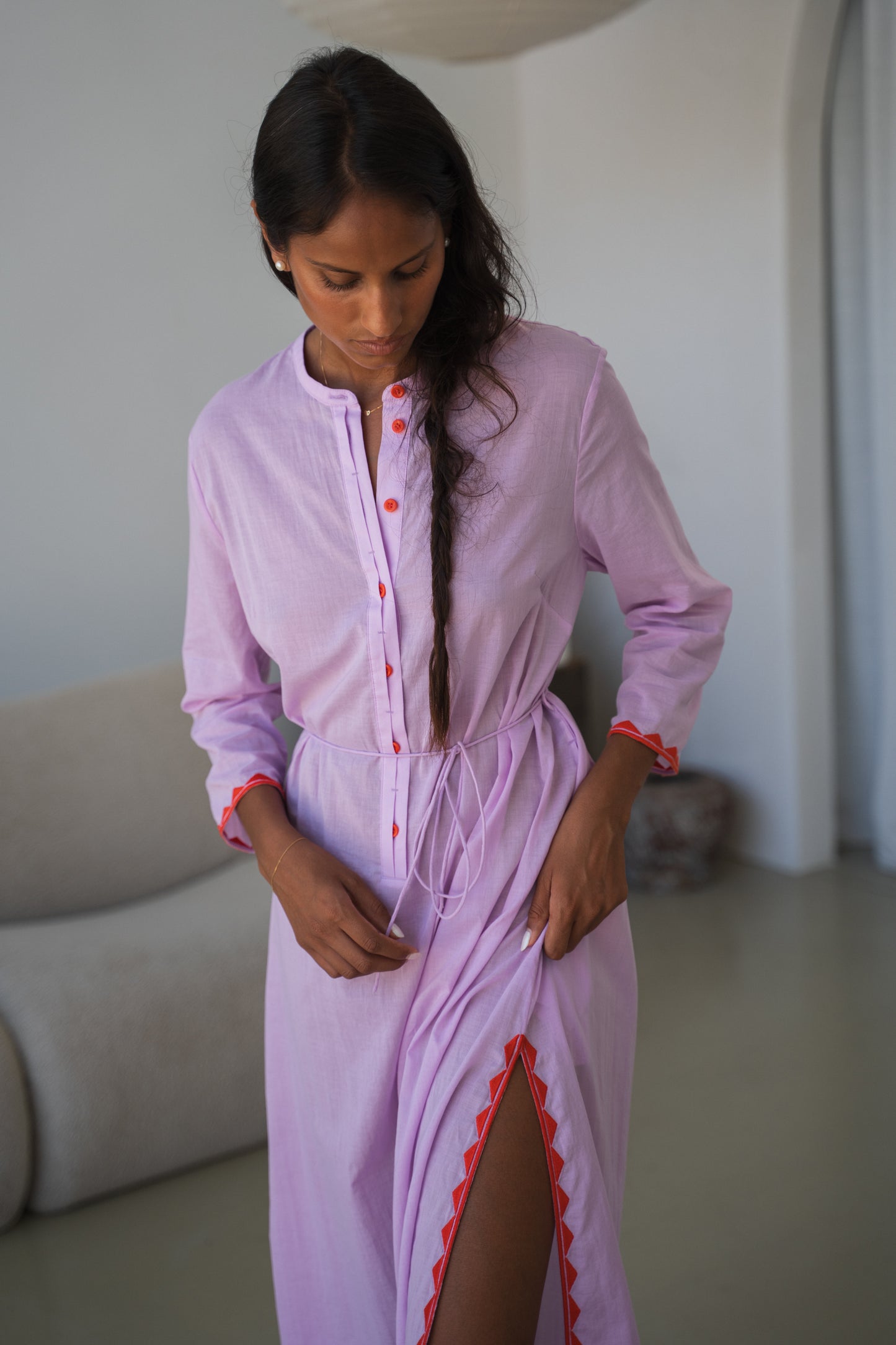 CALLIE ORCHID COTTON VOILE DRESS