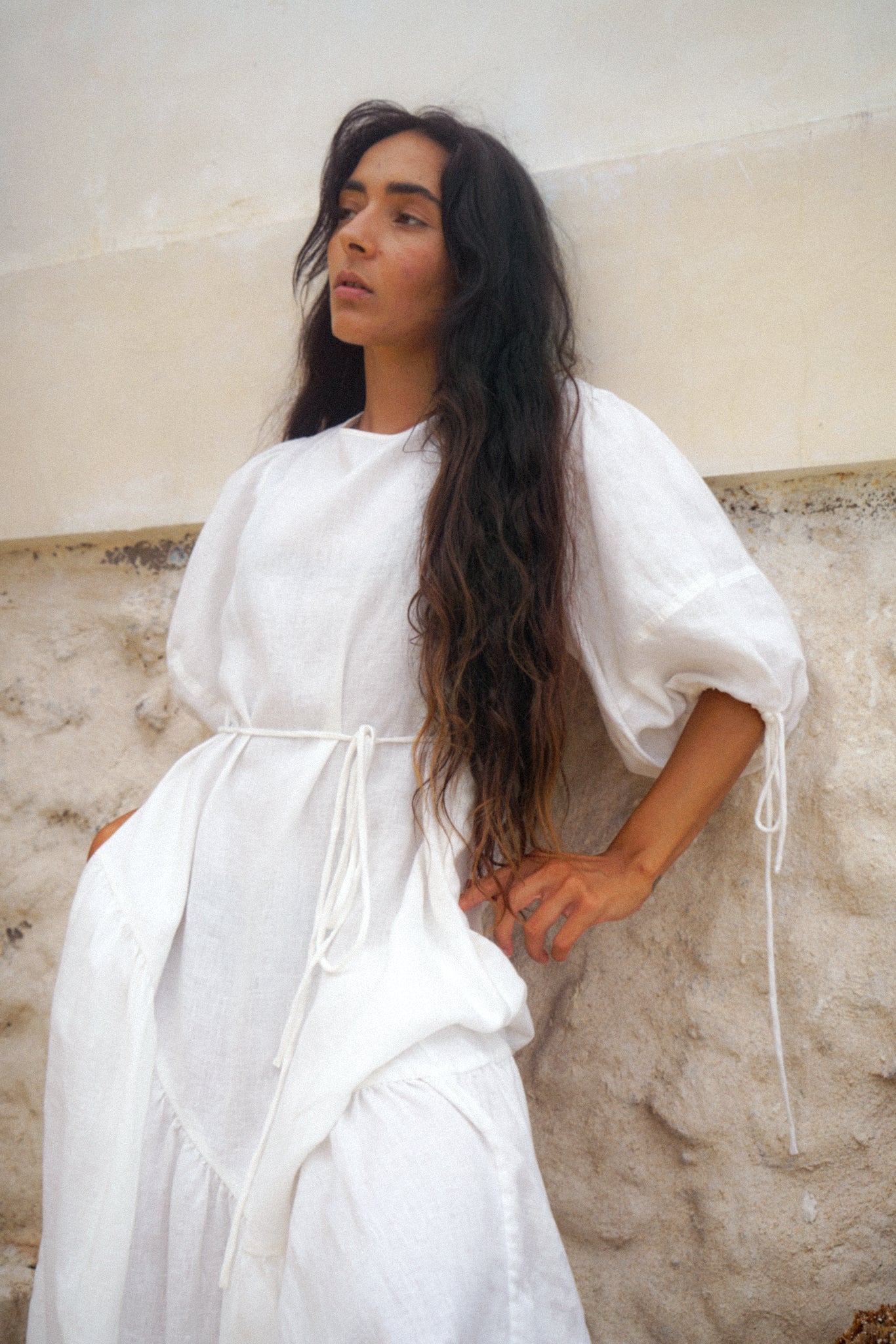 CHARLOTTE IVORY LINEN DRESS