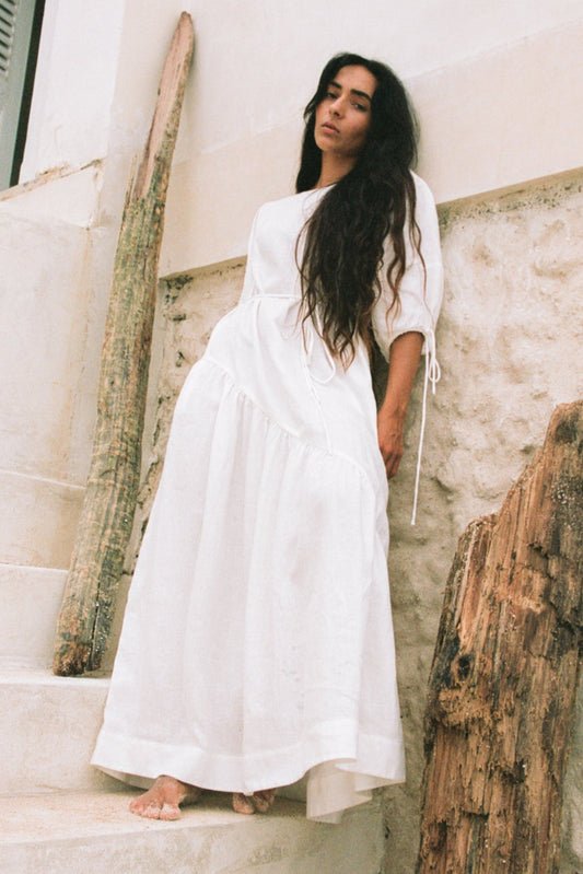 CHARLOTTE IVORY LINEN DRESS