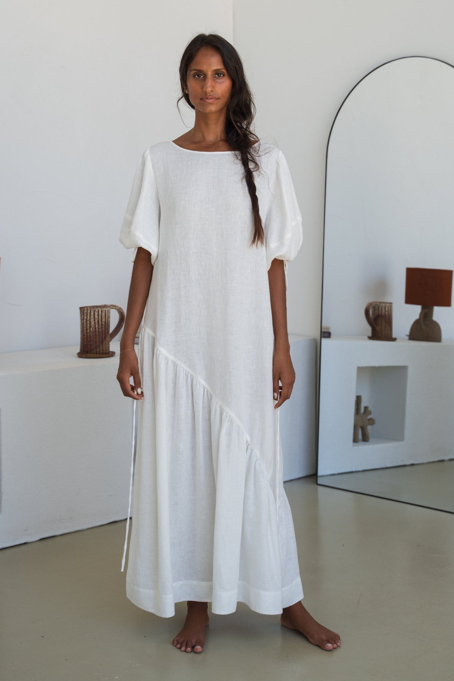 CHARLOTTE IVORY LINEN DRESS