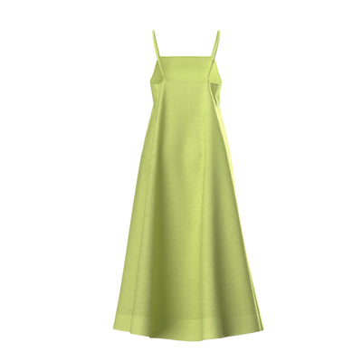 Lilly Pilly Collection 100% organic linen Coco dress in Lemongrass as 3D model showing back view