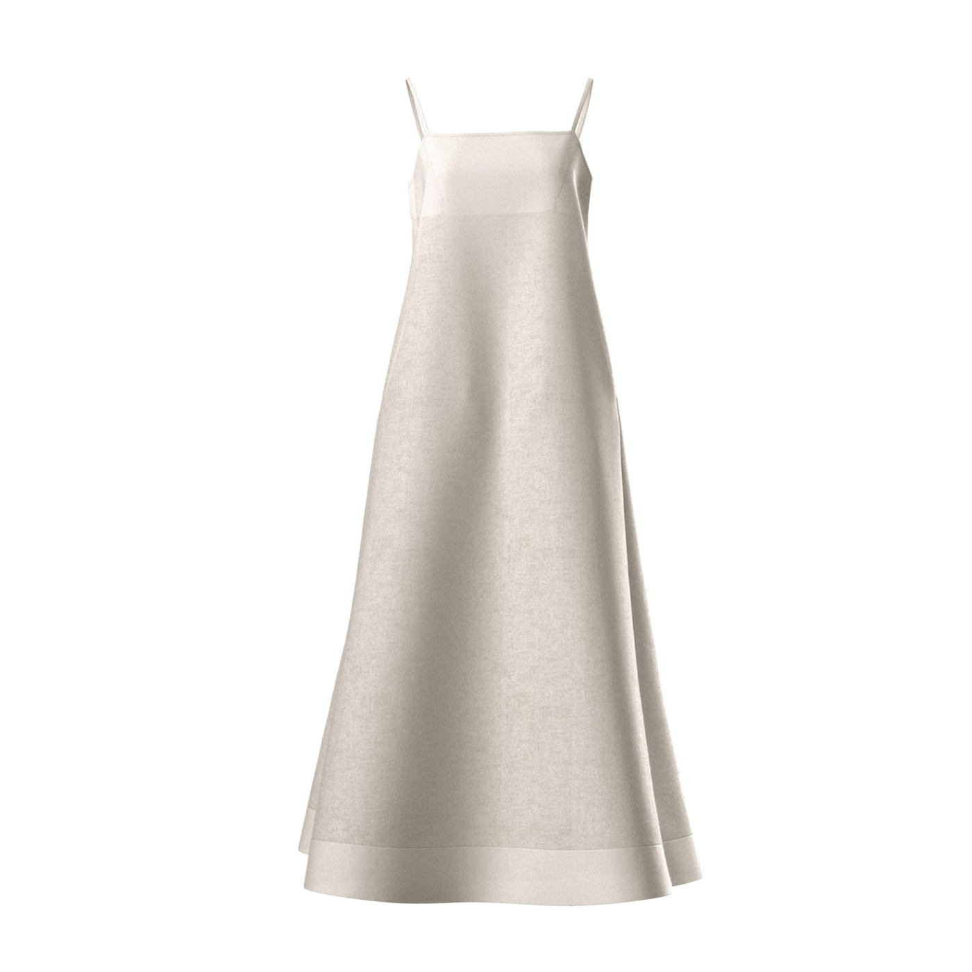 Lilly Pilly Collection 100% organic linen Coco dress in Oatmeal as 3D model showing front view