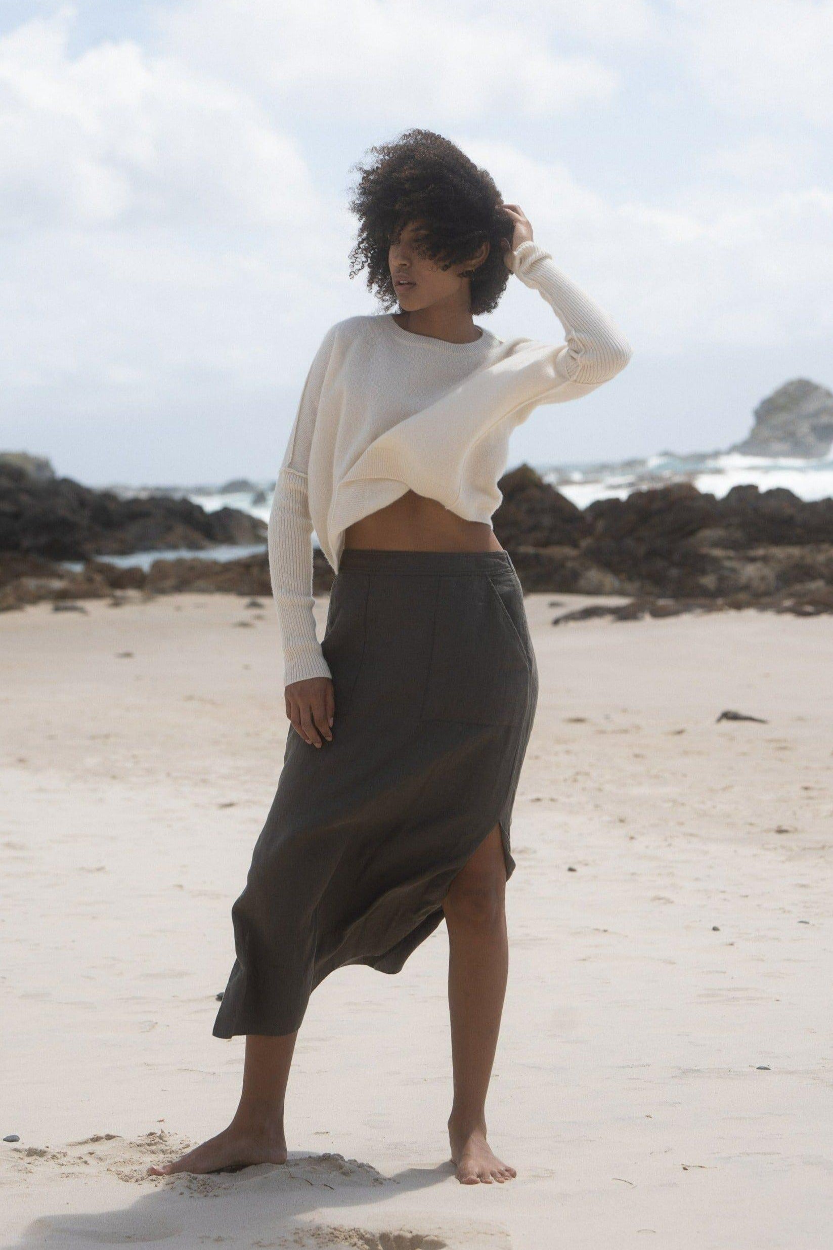 LILLY PILLY Collection Miri Knit made from 95% cashmere and 5% wool in Ivory