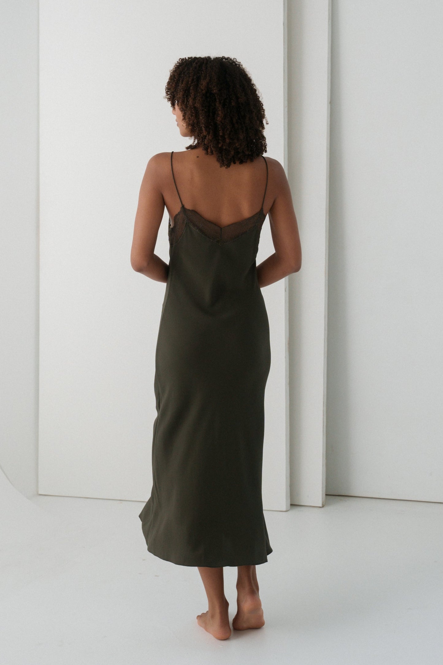FREYA KHAKI SILK SLIP
