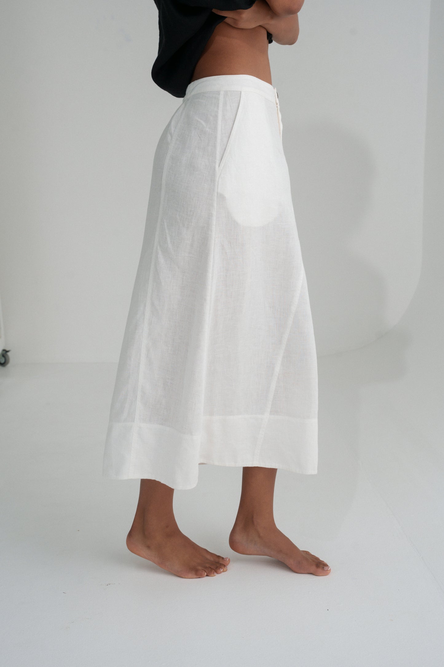 GIA IVORY LINEN SKIRT