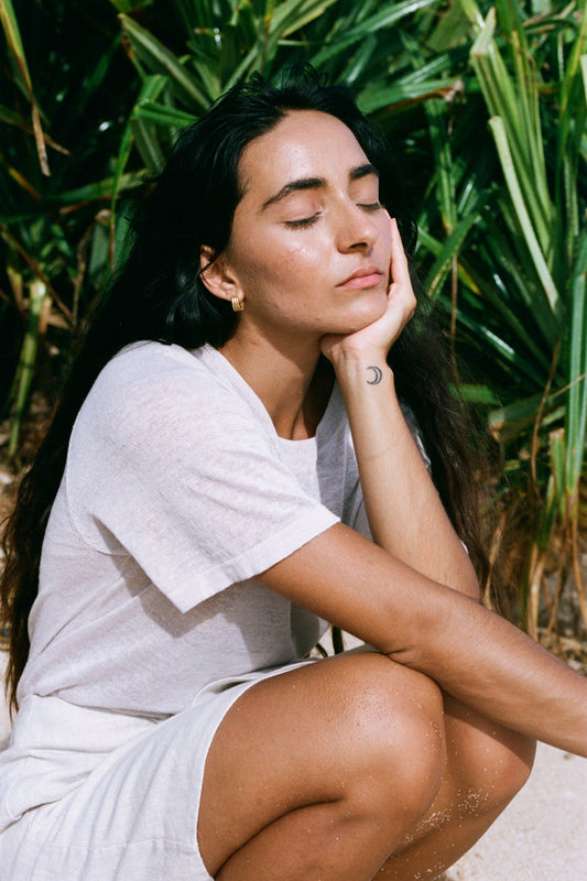 GRACE NATURAL LINEN KNIT TOP