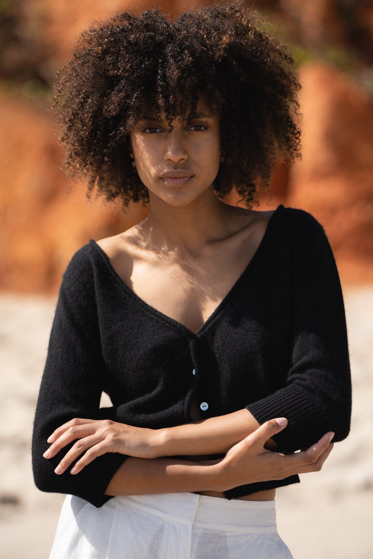 Lilly Pilly Collection recycled Cashmere cardigan top in Black