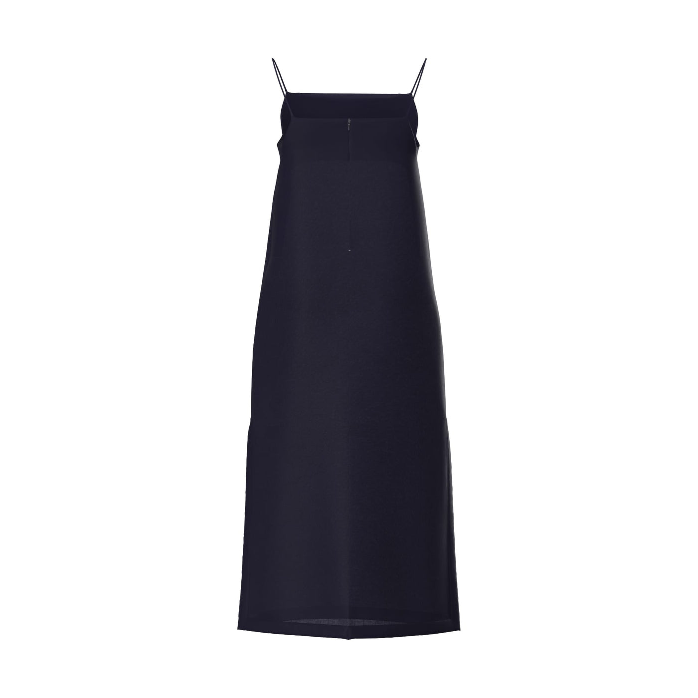 Lilly Pilly Collection 100% organic linen Kai slip dress in Navy as 3d model showing back view