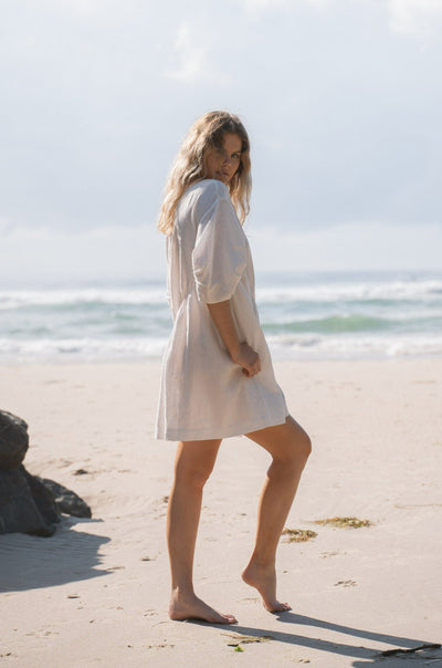 Lilly Pilly Collection 100% organic linen Layla dress in Ivory