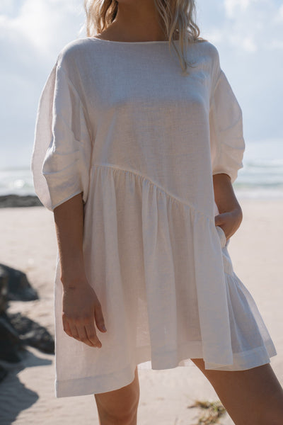 Lilly Pilly Collection 100% organic linen Layla dress in Ivory