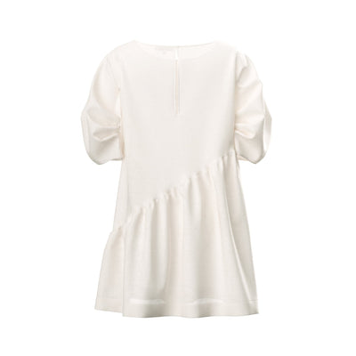 Lilly Pilly Collection 100% organic linen Layla dress in Ivory as 3D model showing back view