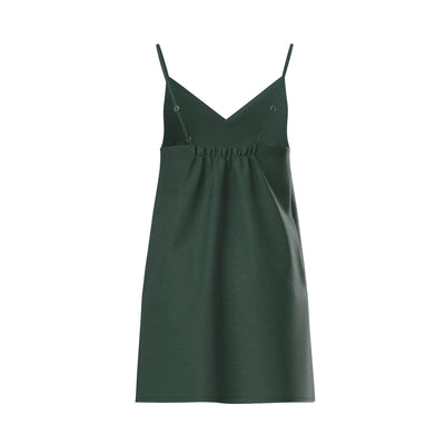 Lilly Pilly Collection 100% organic linen Liz slip dress in Bottle Green as 3D model showing back view