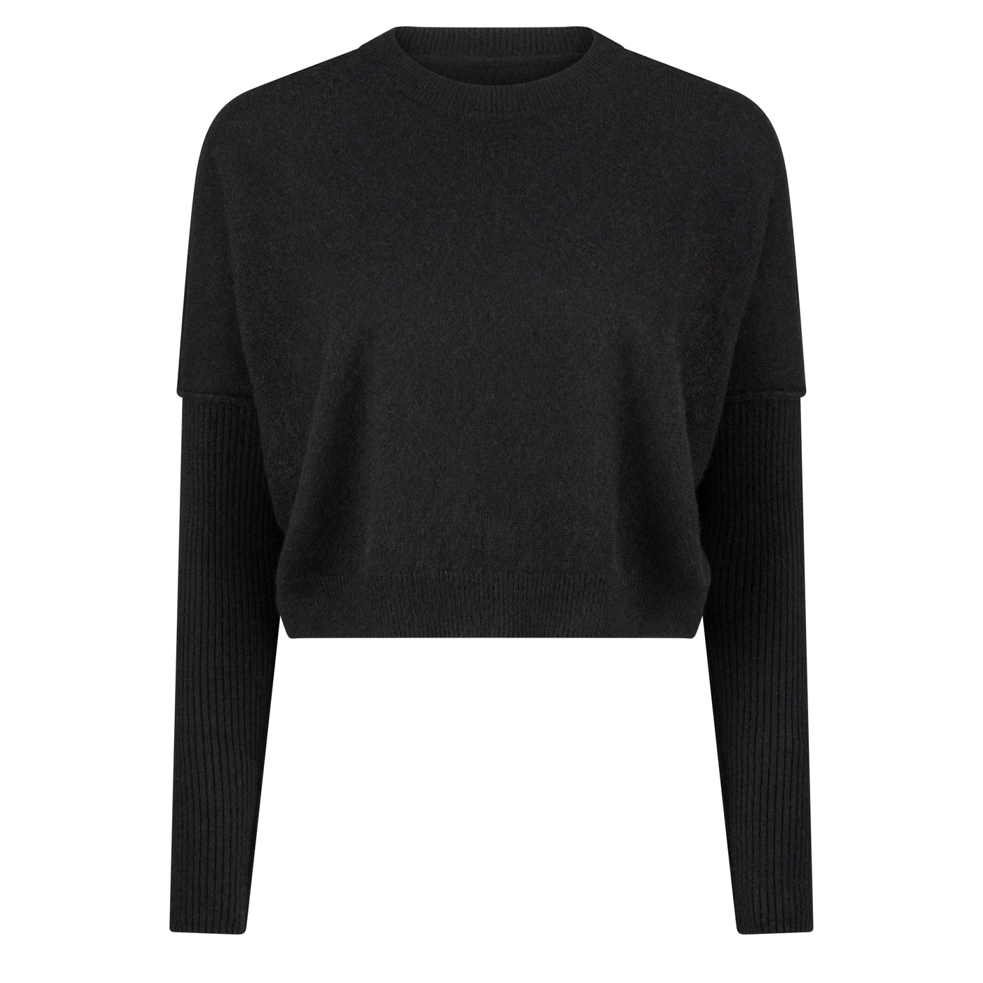 LILLY PILLY Collection NEW Miri Knit made from 100% cashmere in Black as a 3D model showing front view