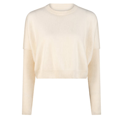 LILLY PILLY Collection NEW Miri Knit made from 100% cashmere in Ivory as a 3D model showing front view