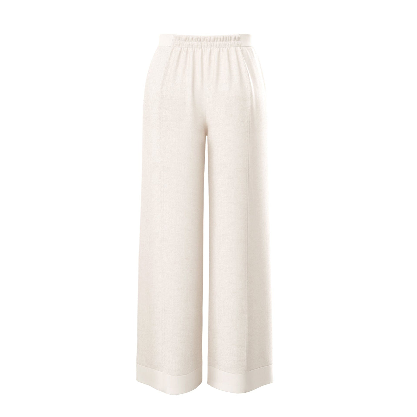 Lilly Pilly Collection Oli pants made from 100% Organic linen in Ivory, as 3D model showing front view