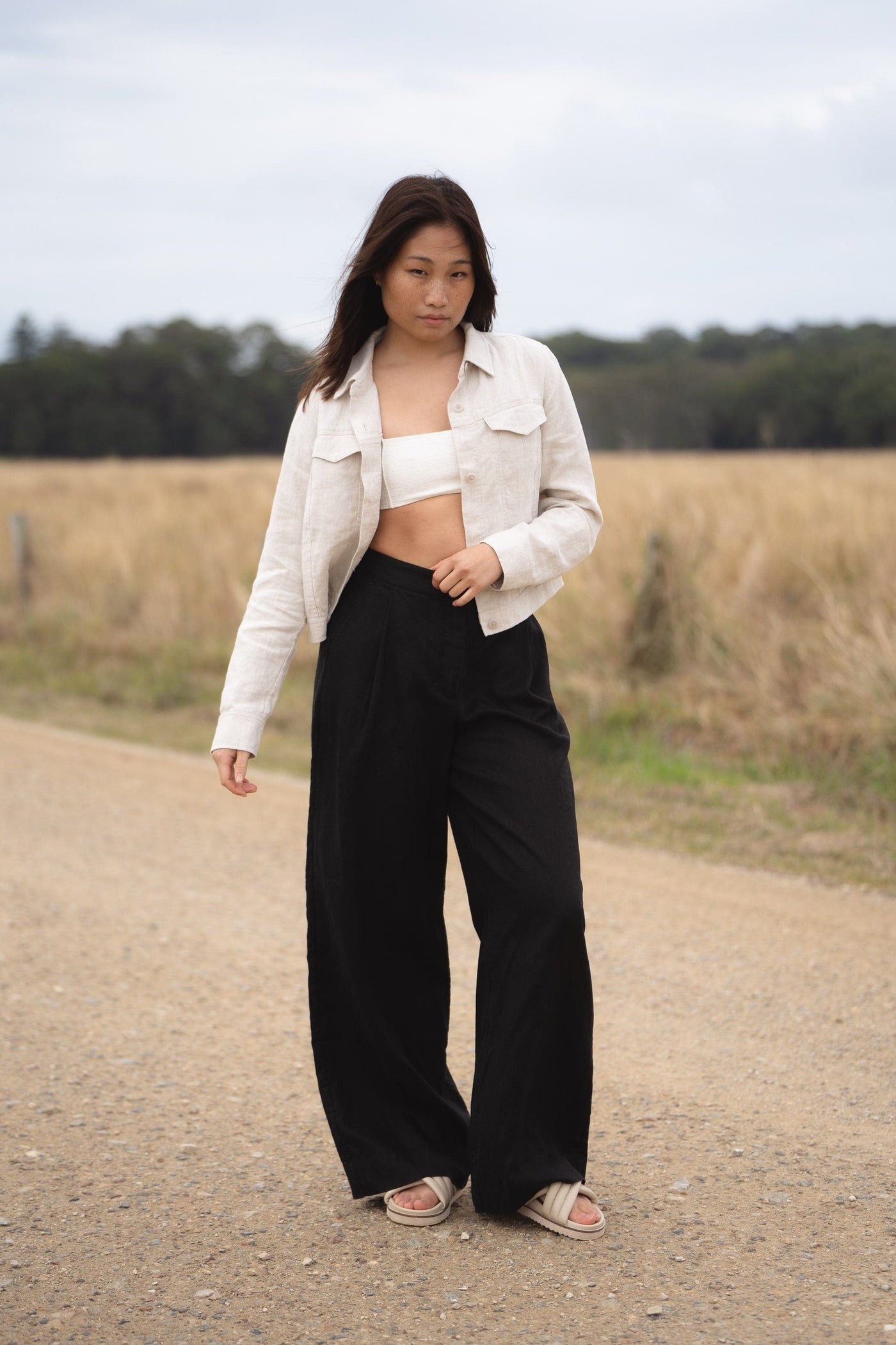 Lilly Pilly Collection Oli pants made from 100% Organic linen in  Black