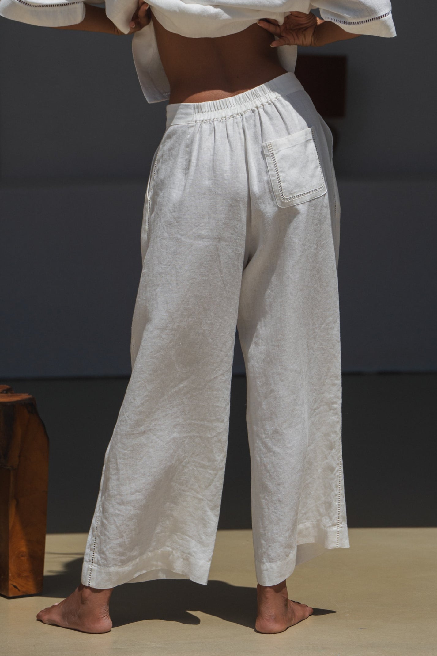 RIKA IVORY LINEN PANTS
