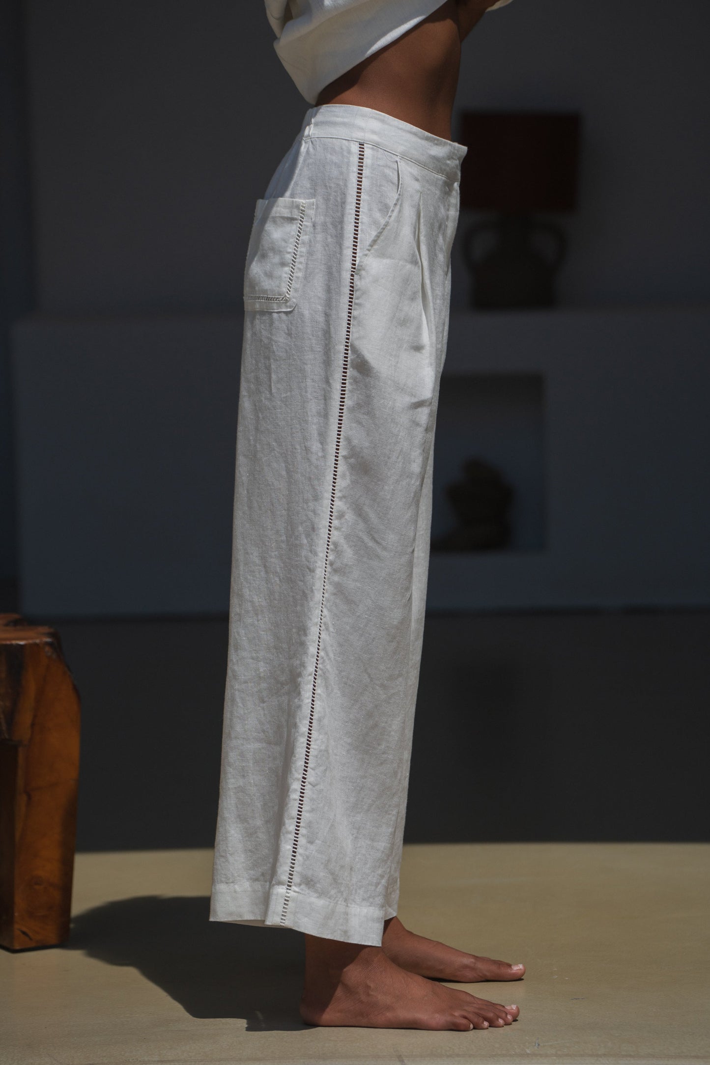 RIKA IVORY LINEN PANTS