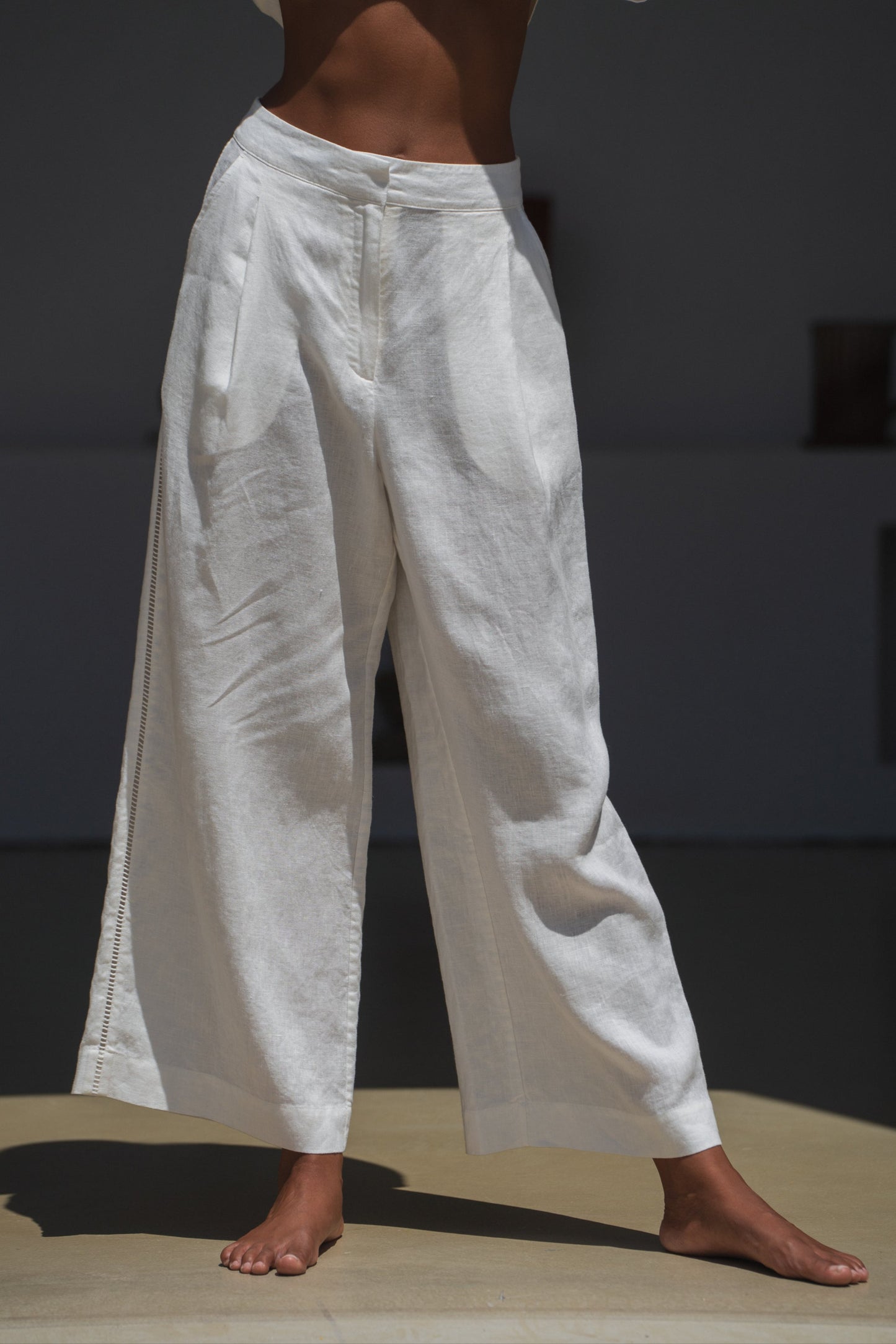 RIKA IVORY LINEN PANTS