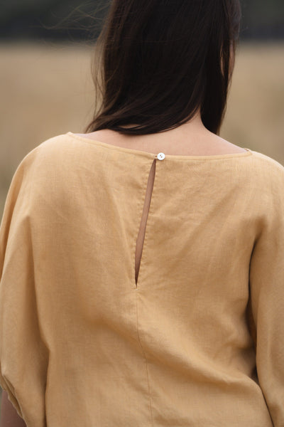 Lilly Pilly Collection Tina top made from 100% Organic linen in Sand