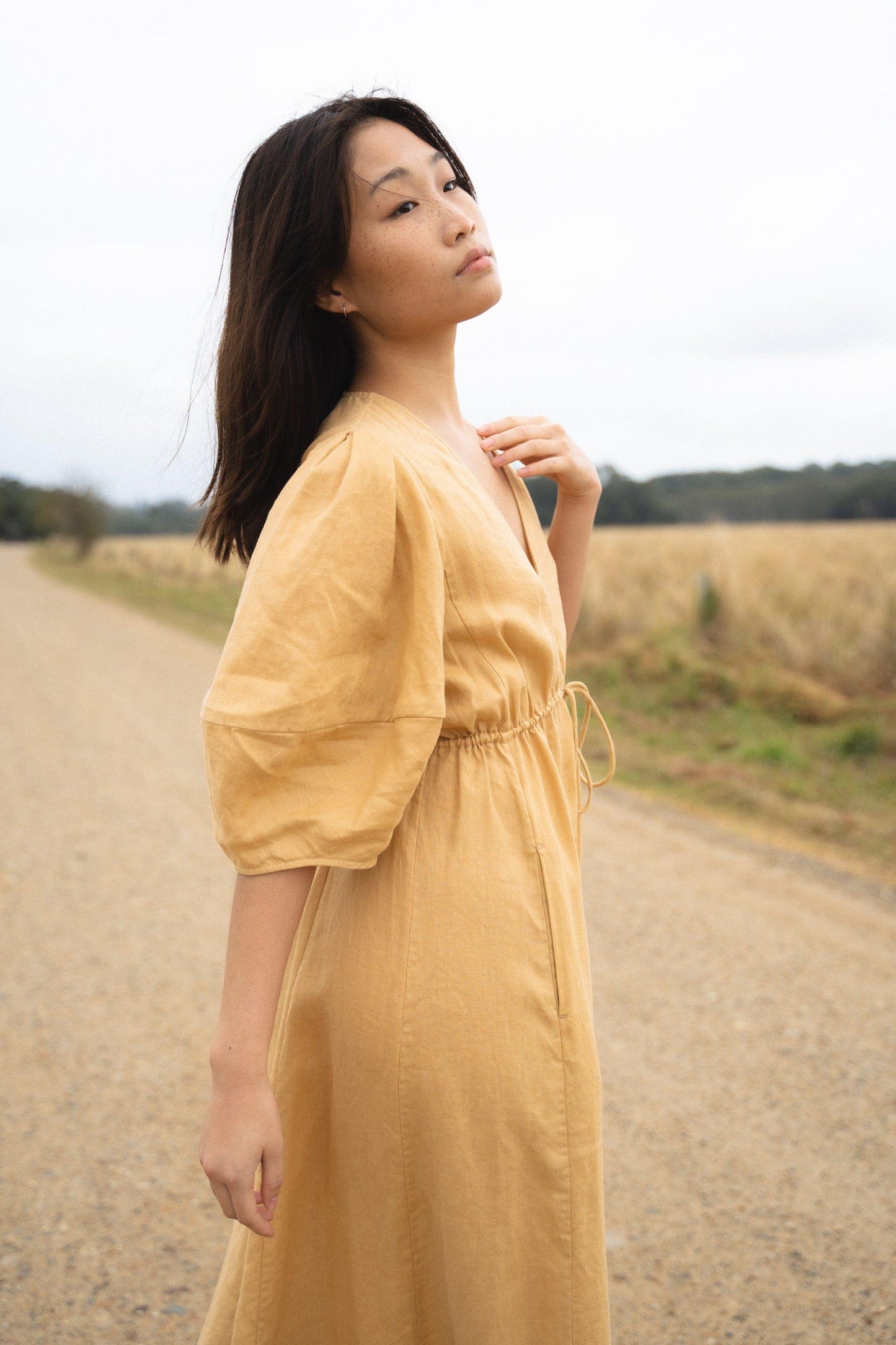 LILLY PILLY Vida linen dress in Sand
