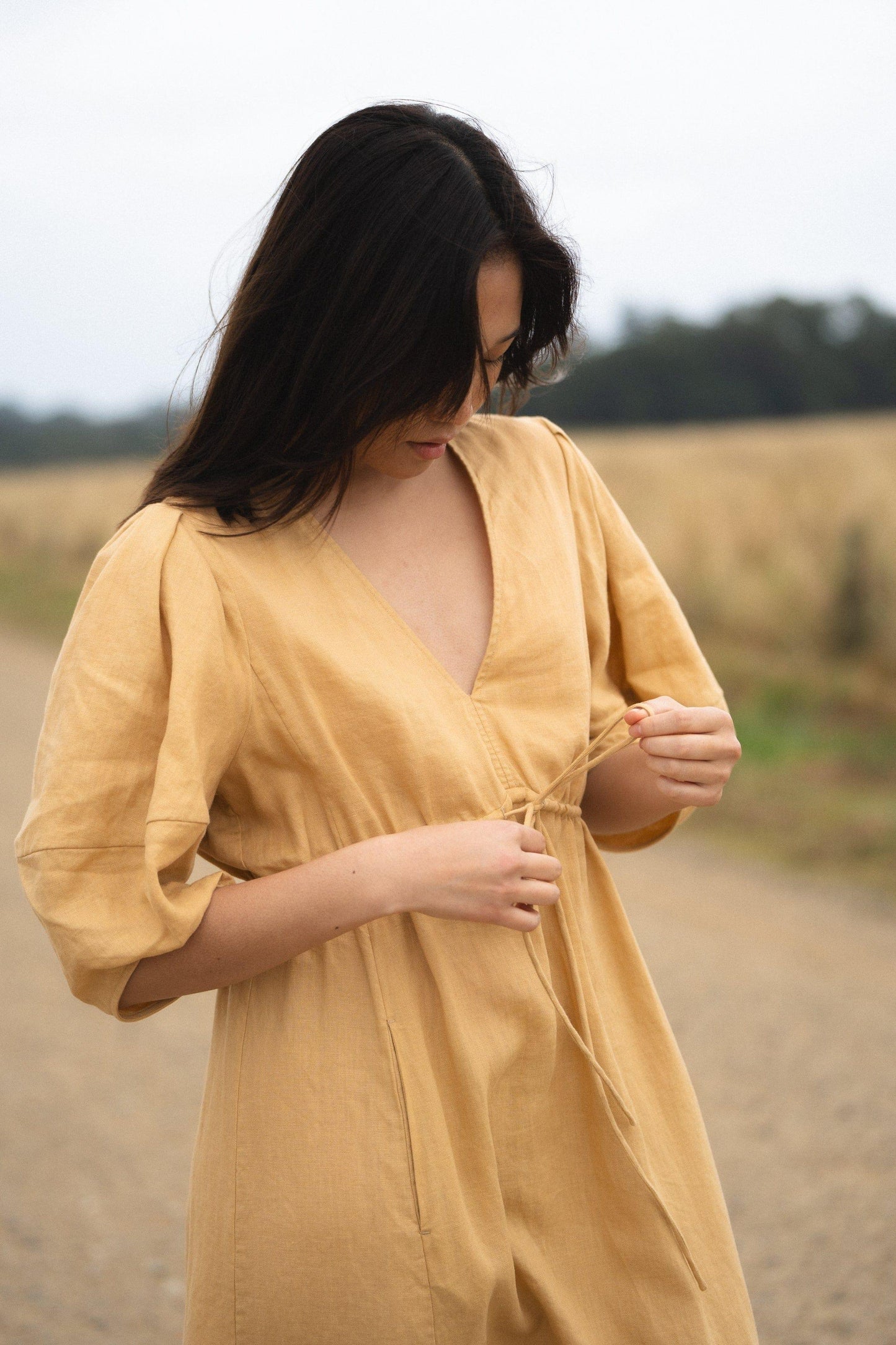 LILLY PILLY Vida linen dress in Sand