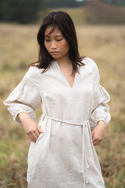 LILLY PILLY Collection Skylar Linen Dress made from 100% organic linen in Oatmeal