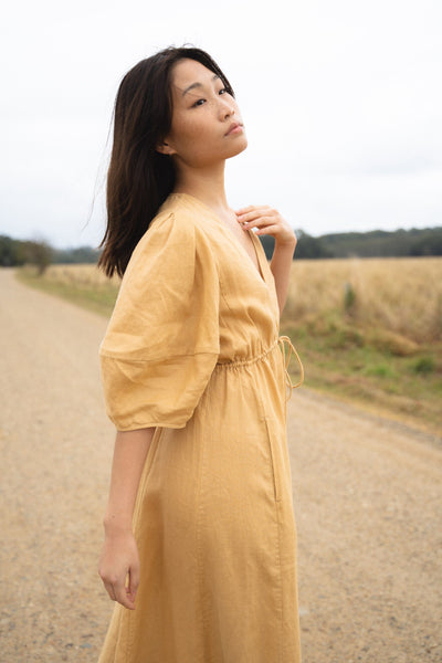 LILLY PILLY Collection Vida Linen Dress made from 100% organic linen in Sand