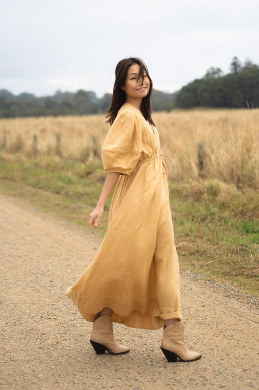 LILLY PILLY Vida linen dress in Sand