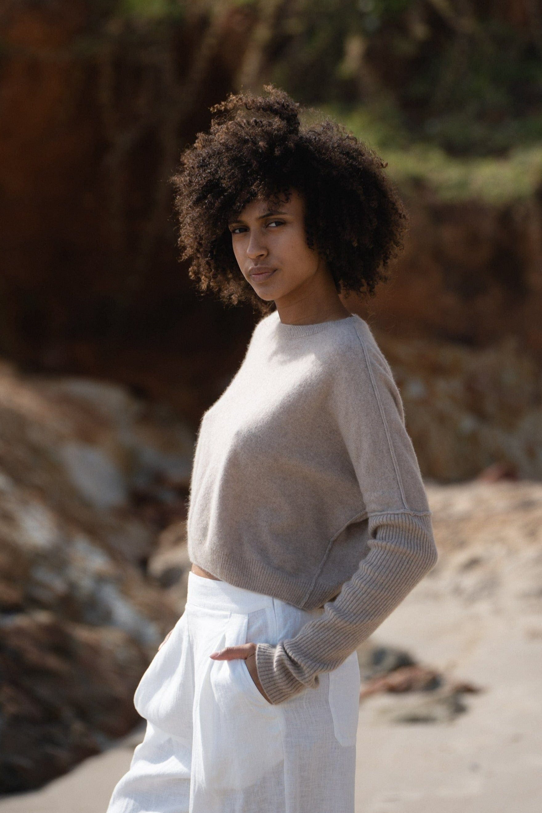 LILLY PILLY Collection NEW Miri Knit made from 100% cashmere in Oatmeal