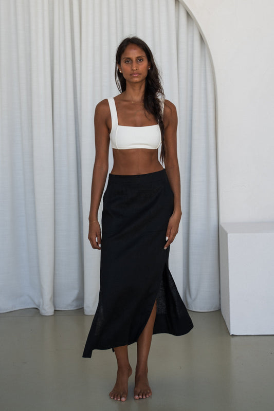 NADI BLACK LINEN SKIRT
