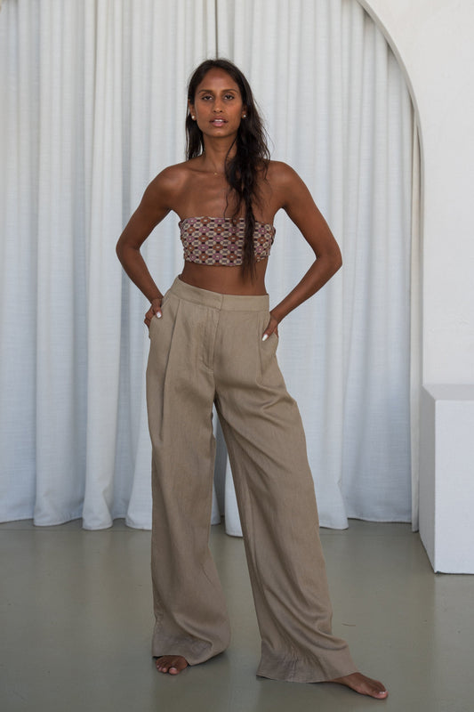 OLI TAUPE LINEN PANTS